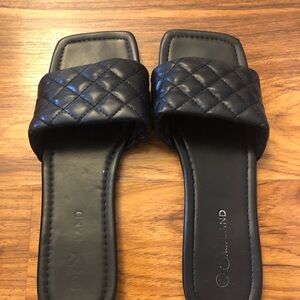 Black Quilted Sandals